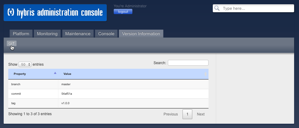HAC VCS Info version metadata screenshot